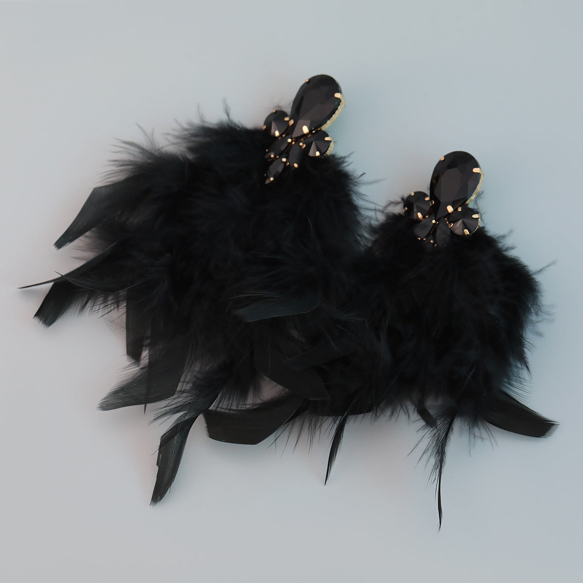 Wholesale Bohemian Diamond Floral Feather Earrings